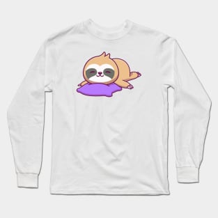 Cute Sloth Sleeping On Pillow Long Sleeve T-Shirt